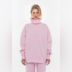 THE BAR CHARLES HIGHEST NECK HERITAGE SWEATSHIRT BLUSH PINK PARKE VALENTINES